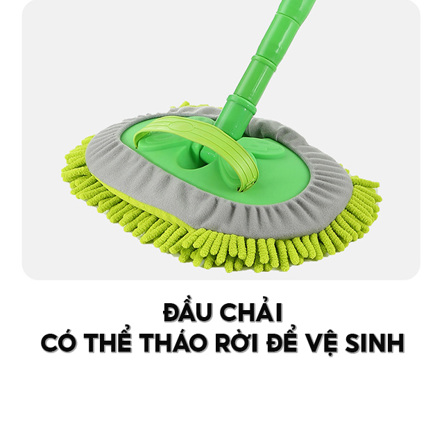 Chổi Rửa Xe Hơi Chổi Lau Xe Có Thanh Tay Cầm Kéo Rút 3 Cấp Độ Đầu Giẻ Lau Có Thể Tháo Rời Hoặc Gắn Liền QC-052