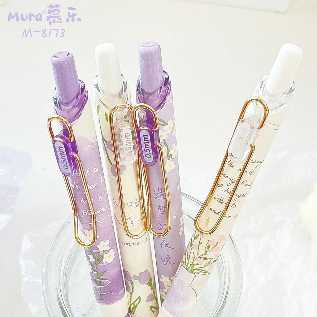 Bút bi nước mura phong cách màu tím đáng yêu violet - mực đen - but003