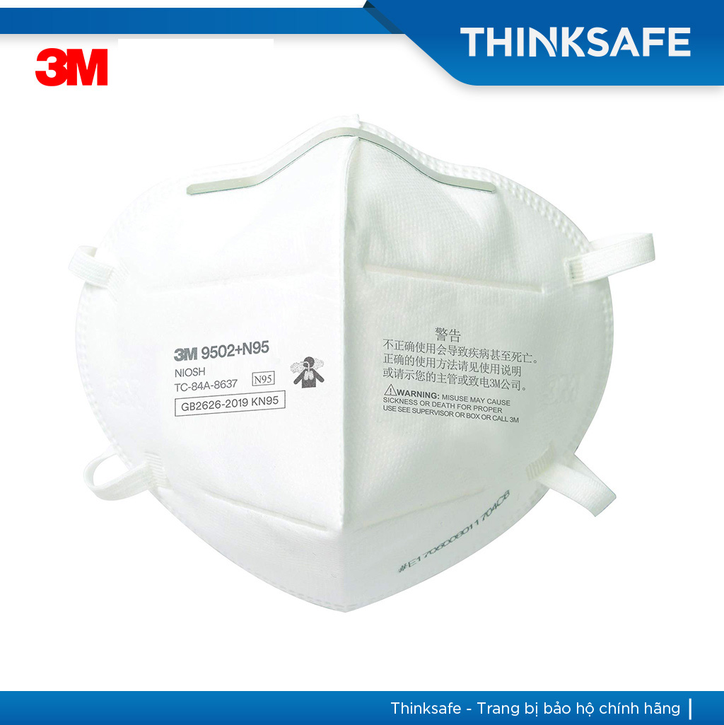 Khẩu trang N95 3M 9502 kháng khuẩn chống bụi mịn - Khẩu trang 3d mask thiết kế thoải mái khi đeo đạt chuẩn N95 kháng khuẩn, chống bụi, chống độc, Khẩu trang 3M chính hãng