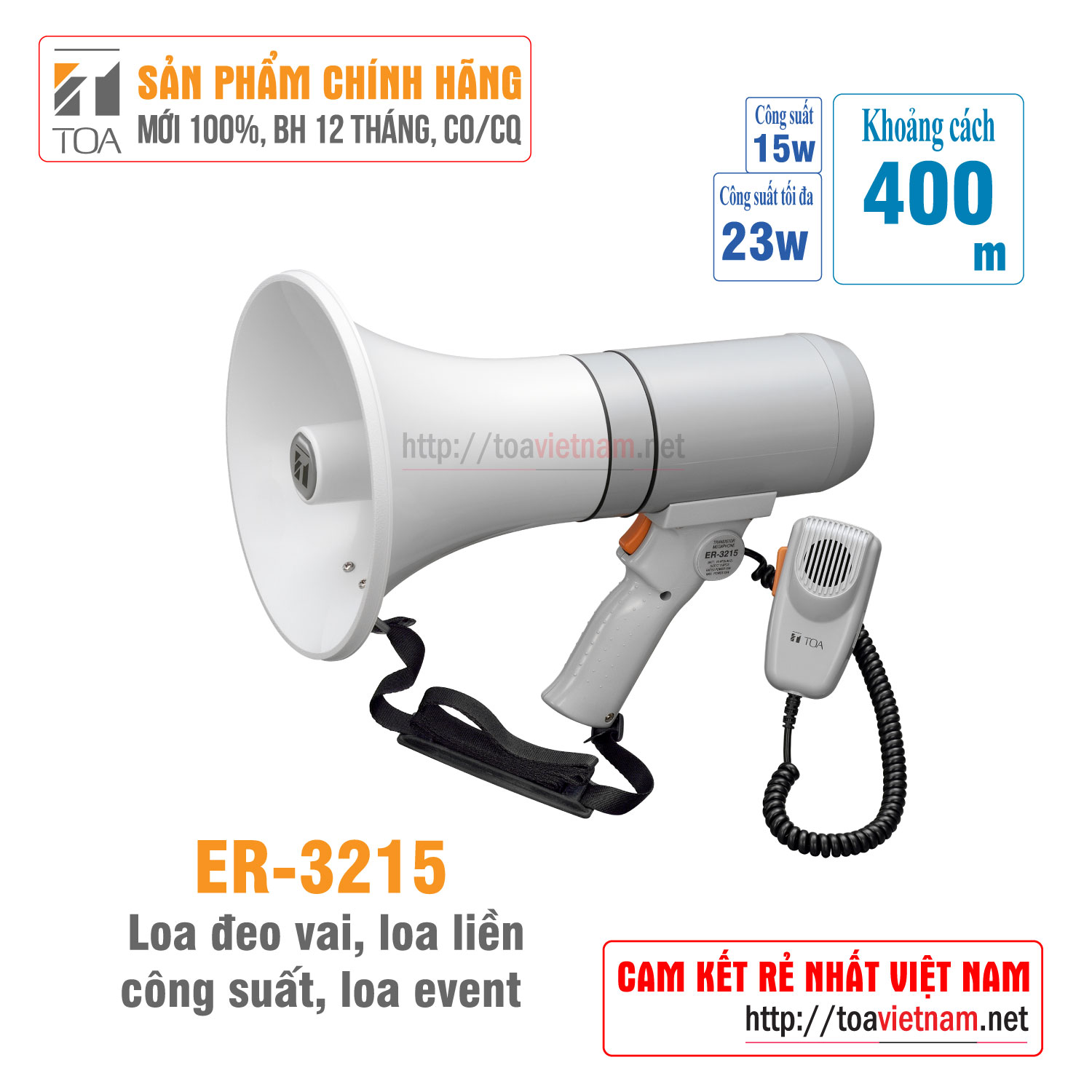 Loa đeo vai, cầm tay 15W: TOA ER-3215 - Hàng chính hãng