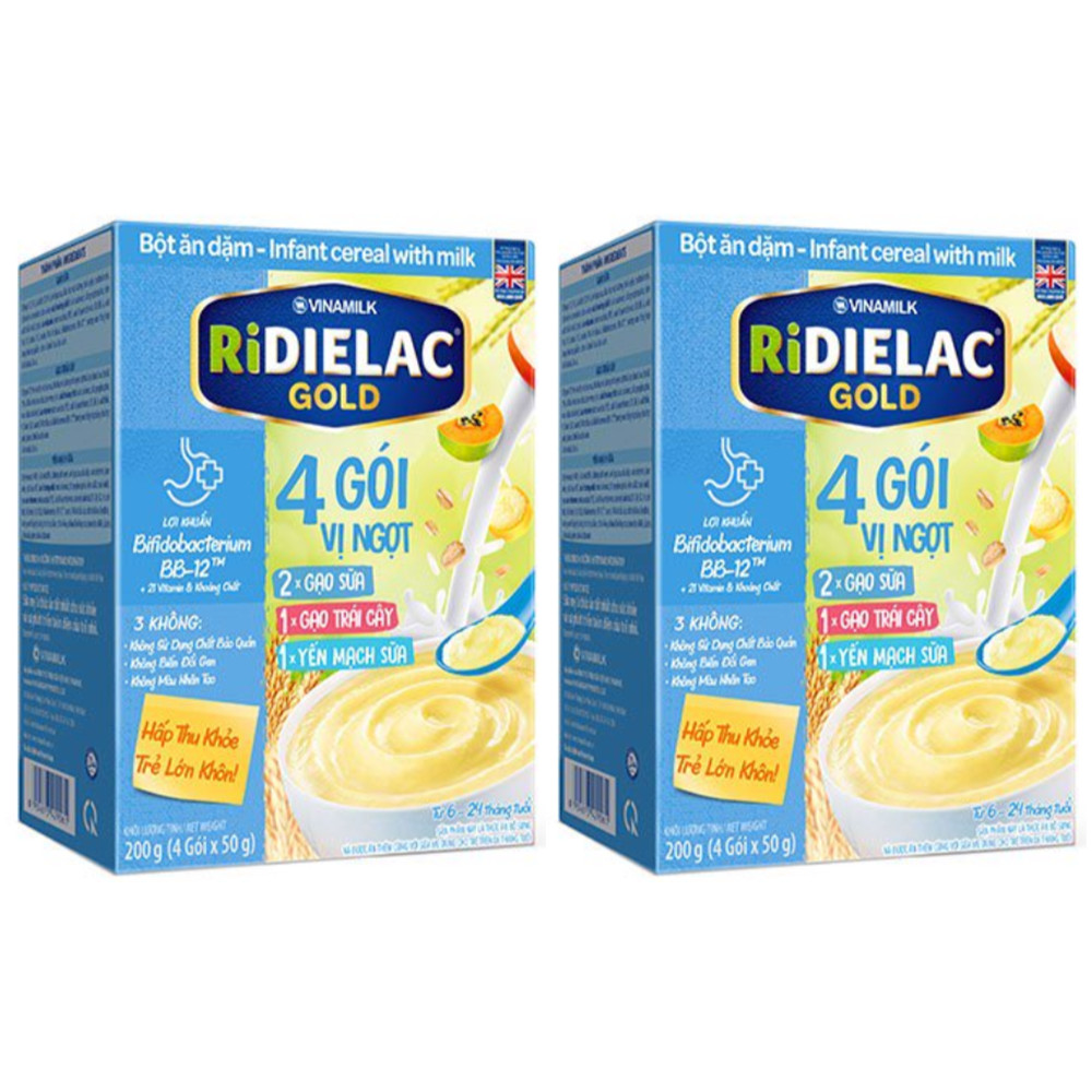 COMBO 2 HỘP BỘT ĂN DẶM RIDIELAC GOLD 3 VỊ NGỌT - HỘP GIẤY 200G