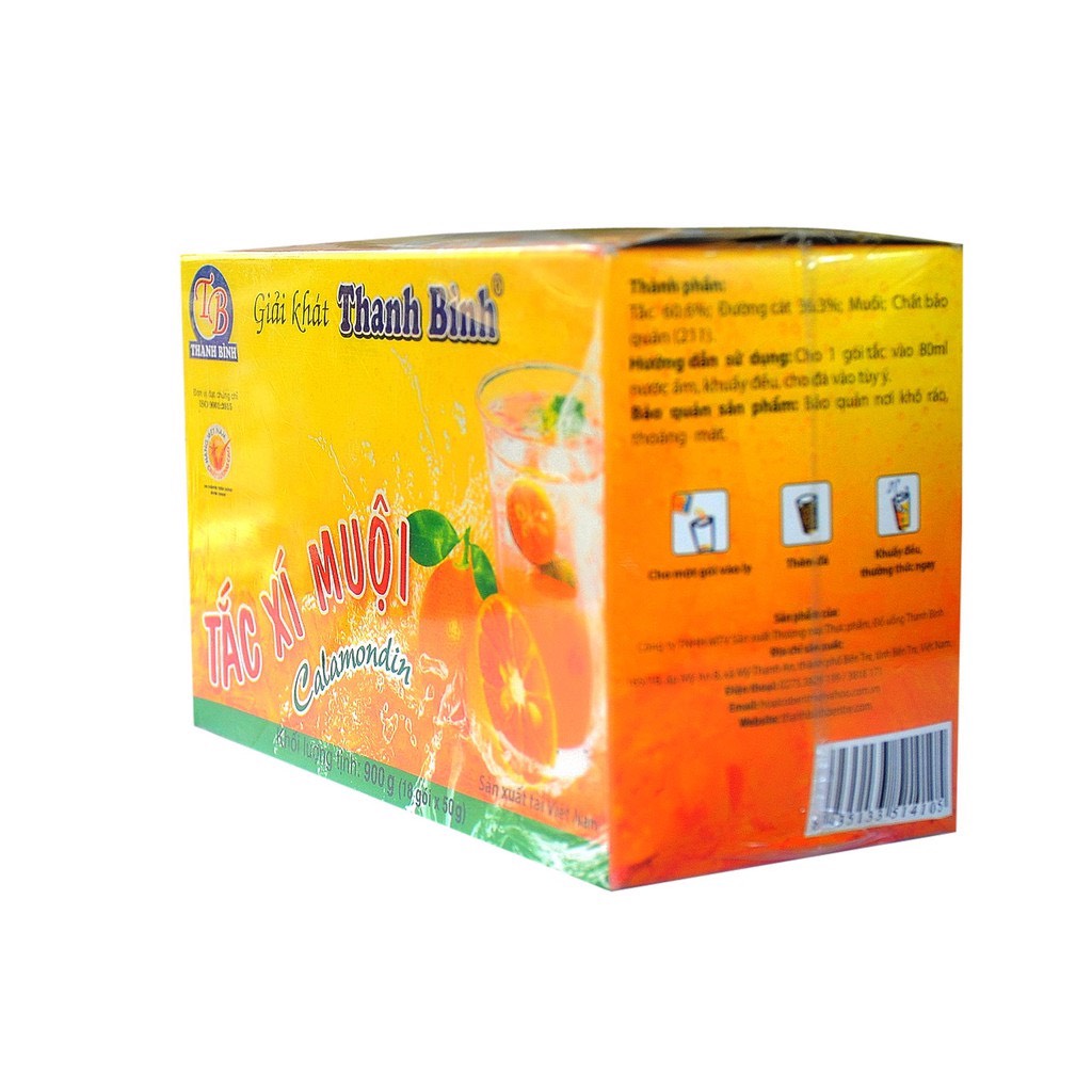 Tắc xí muội Thanh Bình - Hộp giấy 900g(18gói x50g), giải khát, tăng đề kháng, bổ sung Vitamin