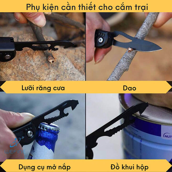 Búa kìm đa năng gấp gọn bằng thép không gỉ, dụng cụ chuyên dụng đi phượt, cắm trại, dã ngoại có búa phá kính cứu hộ khi khẩn cấp