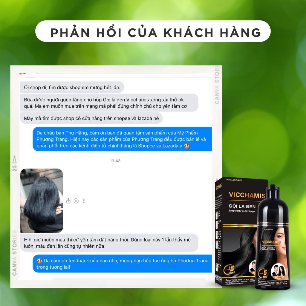 Dầu gội phủ bạc nhuộm đen tóc công nghệ Hàn Quốc VICCHAMIS - 500ML