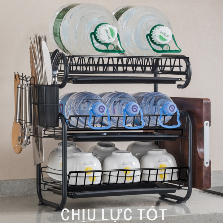 Giá úp bát đĩa 3 tầng thép carbon đen phủ nano chống gỉ