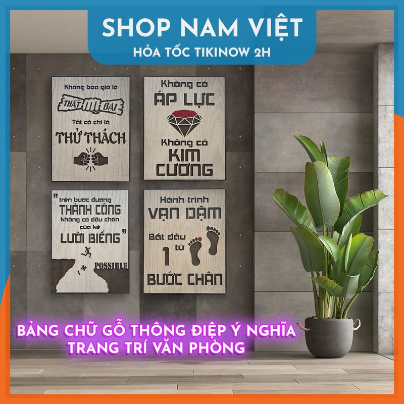 Tranh Gỗ Thông Điệp Ý Nghĩa Trang Trí Quán Cà Phê Văn Phòng, Phòng Làm Việc