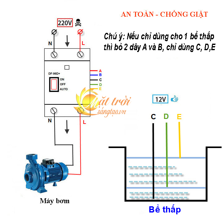 Công tắc cảm biến bơm nước tự động DF-96D+ 20A