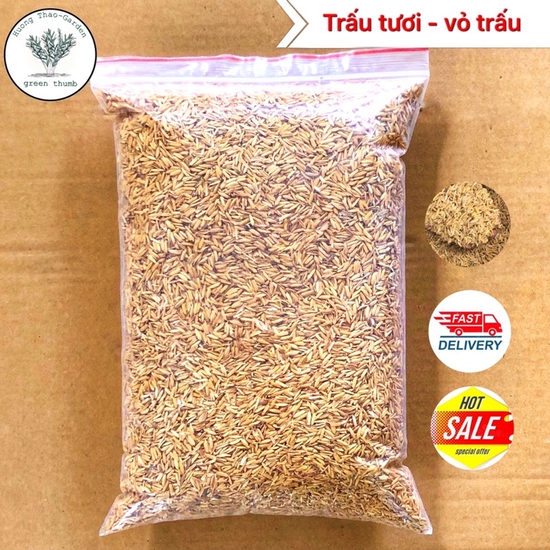 Trấu tươi-vỏ trấu, túi 600gr