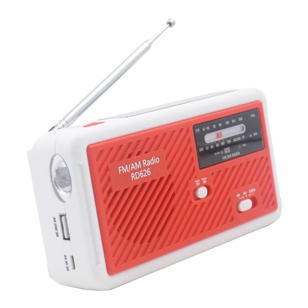4 Way Powered Emergency Radio Solar Crank Battery AM/FM Alert Radio Red