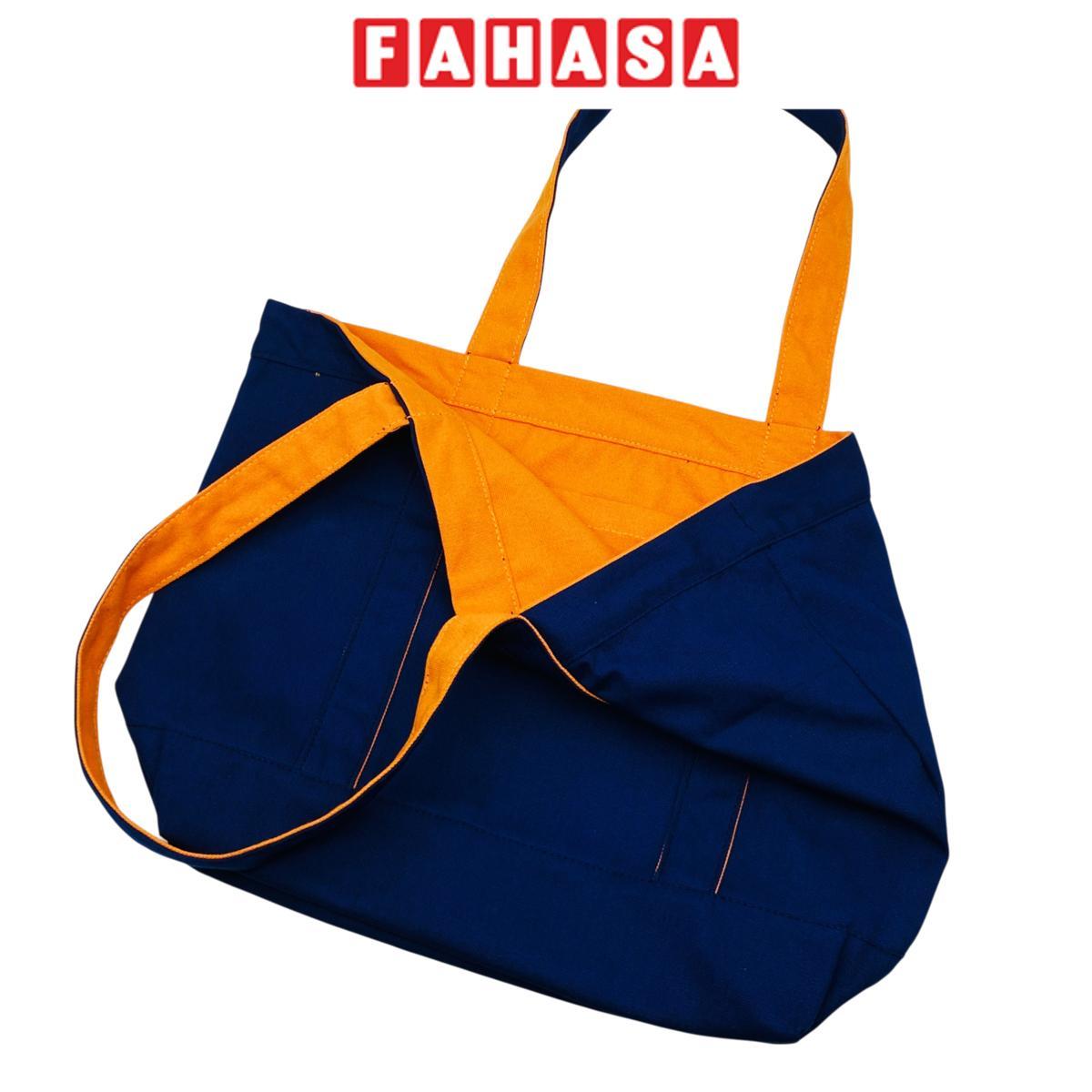 Túi Vải Tote 2 In 1 Phối 2 Màu - Saigon ZeroWaste - Màu Xanh Dương + Cam