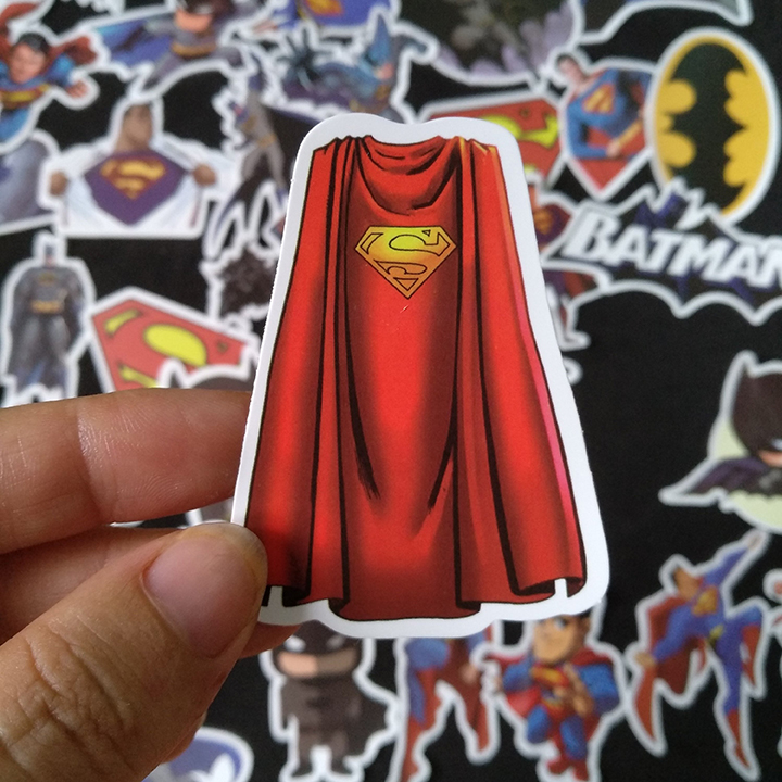 Bộ Sticker dán cao cấp chủ đề BATMAN - SUPERMAN - Dùng dán Xe, dán mũ bảo hiểm, dán Laptop