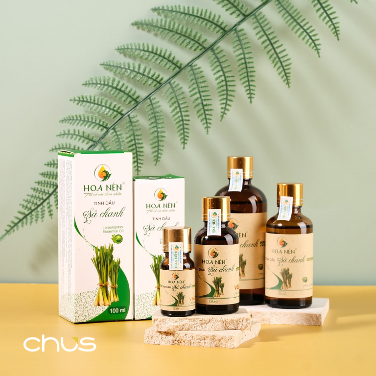 Tinh dầu Sả Chanh nguyên chất 50ml - Hoa Nén - Vegan - Đuổi muỗi, giải cảm, khử mùi