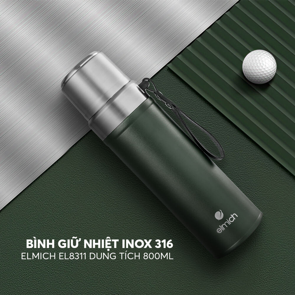 Bình giữ nhiệt inox 316 Elmich EL8311 dung tích 800ml - Hàng Chính Hãng