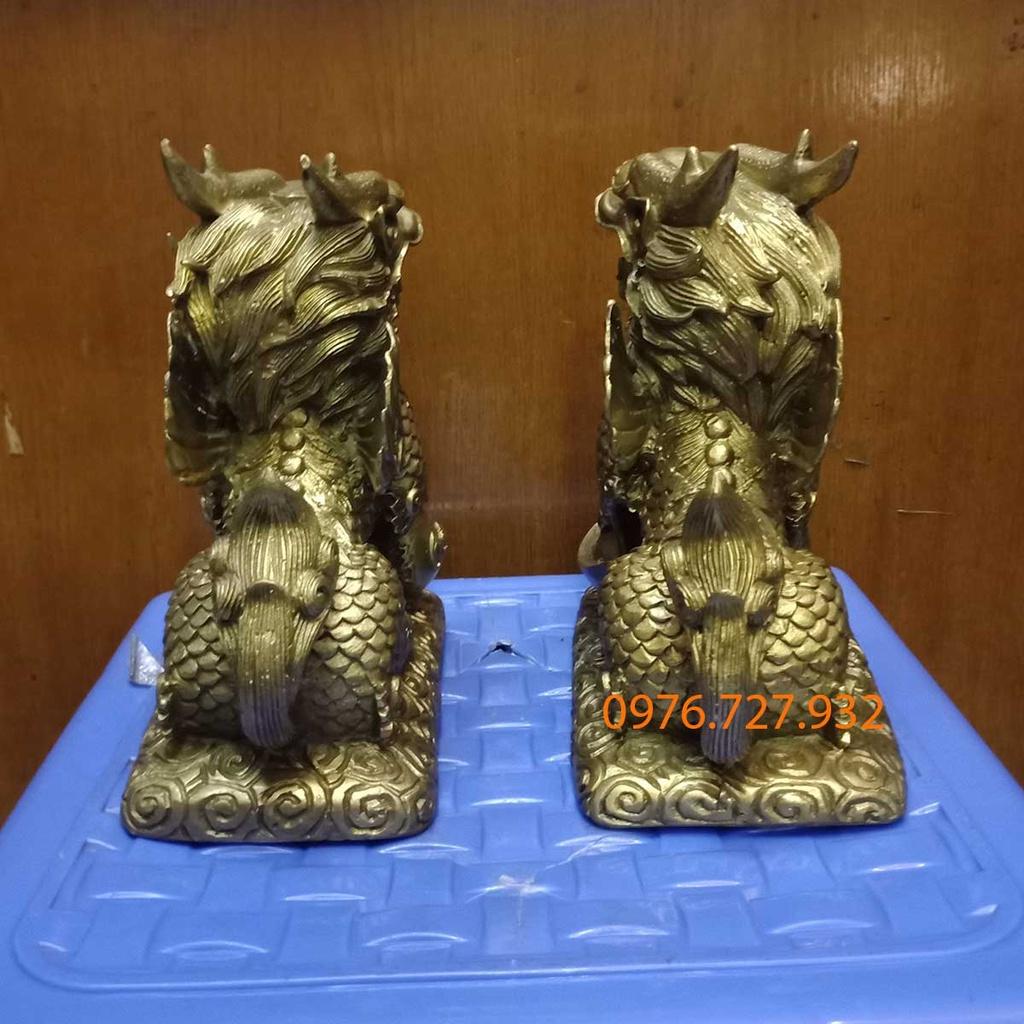 Cặp kỳ lân phong thủy mẫu ngồi cao 16cm, mẫu kỳ lân bằng đồng, vật phẩm phong thủy