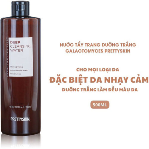 Nước Tẩy Trang Dưỡng Trắng Galactomyces Prettyskin Deep Cleansing Water 500ml, Tẩy Trang Cho Da Nhạy Cảm