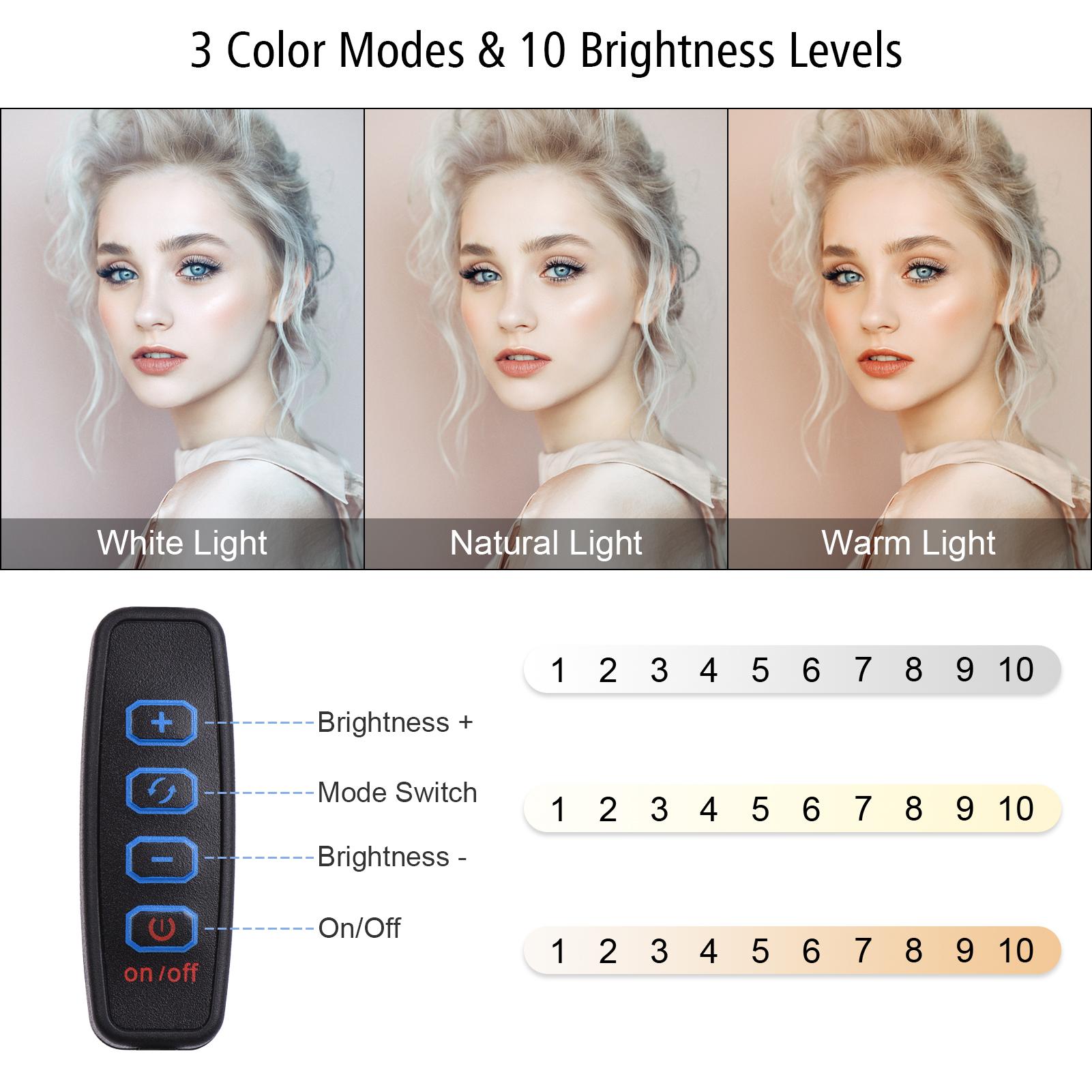 Giá đỡ điện thoại dạng Đèn LED vòng tự sướng 6 inch, 3 chế độ,10 mức độ sáng với giá đỡ ba chân - 6 inch