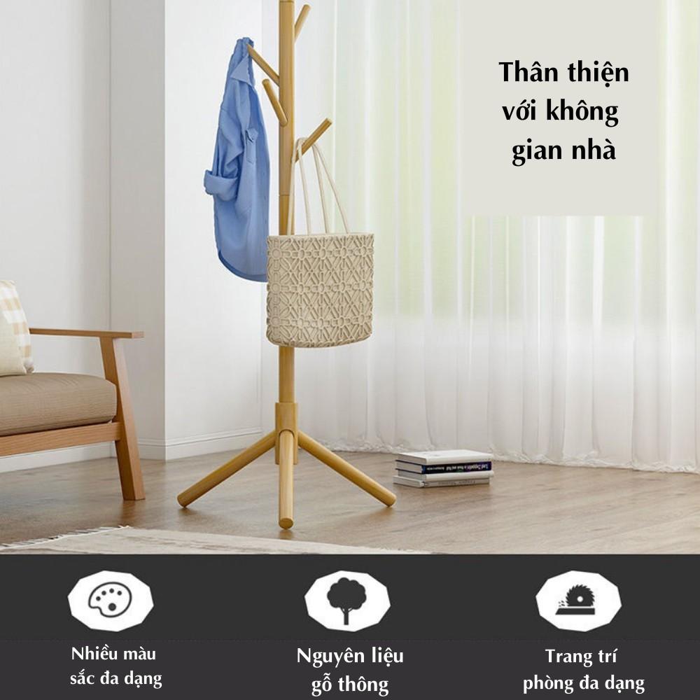 Cây treo quần áo gỗ 3 chân , giá treo nội thất phong cách hiện đại TIME HOME