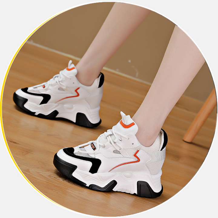 Giày Sneakers Lưới viền Cam 7cm PS399-1275