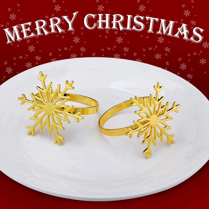 12Pcs Christmas Snowflake Napkin Rings Napkin Holder for Christmas Dinners Parties, Everyday Table Decoration Accessory