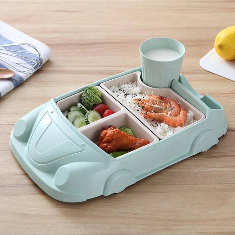 Sợi Tre Cho Ăn Món Ăn Trẻ Em Bộ Đồ Ăn Cho Bé Sáng Tạo Đĩa Dùng Tiệc Hoạt Hình Tách Dĩa Tập Bộ 3 Thìa Ăn Uống