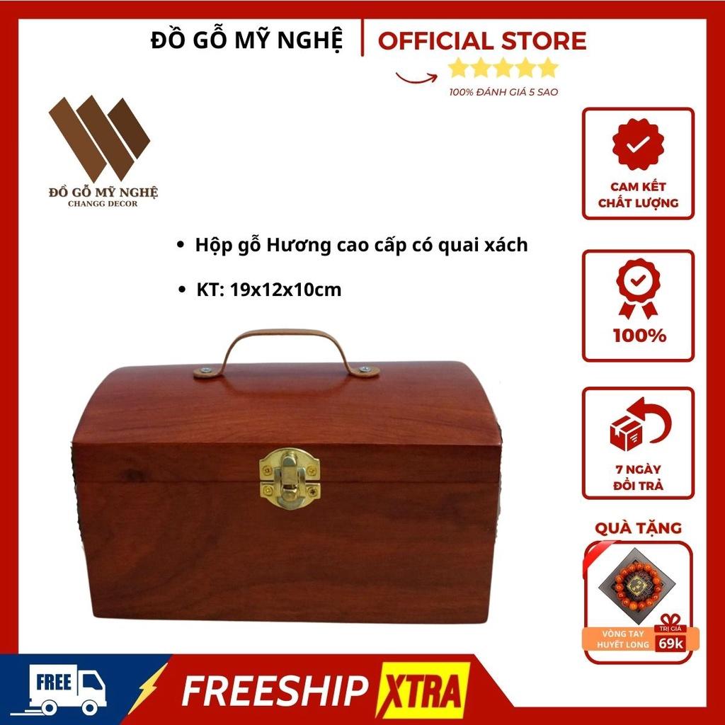 Hộp đựng dấu Gỗ hương lót nhung có tay xách
