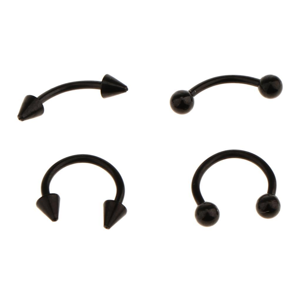 2x24 Pieces Lot Stainless Steel Eyebrow Ear Lip Navel Ring Stud Black