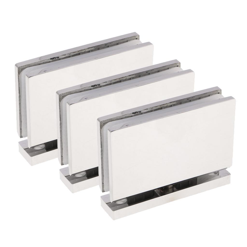 3pcs 5mm Glass Shower Door Hinge Bracket Stainless Steel 360° Door Clamps