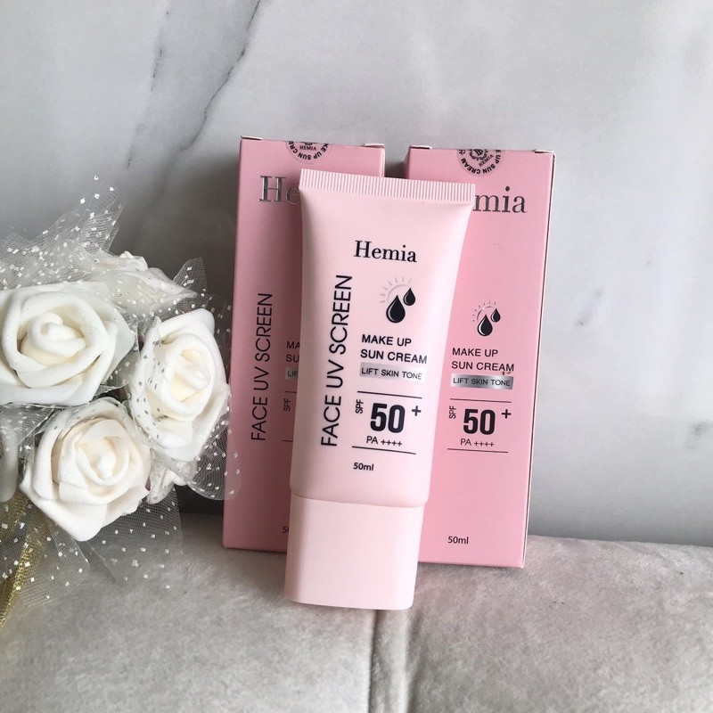 Kem chống nắng HEMIA dưỡng trắng nâng tone SPF50+, chiết xuất 100% tự nhiên, Makeup Da Không Nhờn, Không Bết Dính