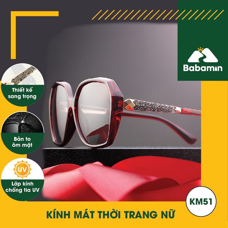 Kính Mát Chống Tia UV Nữ Cao Cấp, Độ Nét Cao, Thời Trang Thanh Lịch - Babamin - KM51