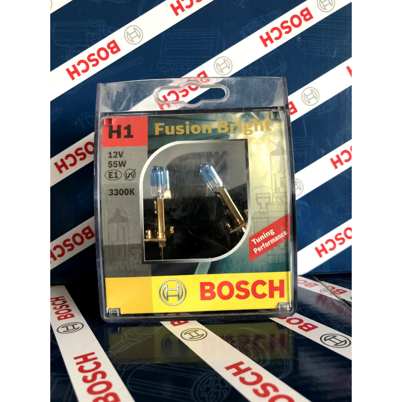 Bóng Đèn Tăng Sáng Bosch H1 12V 55W Fusion Bright 3300K (Hộp 2 Bóng)