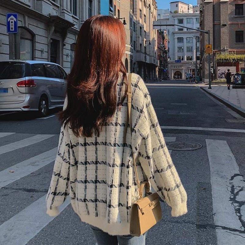 Hình ảnh Áo khoác cardigan len dệt kim giả lông rộng rãi phong cách retro