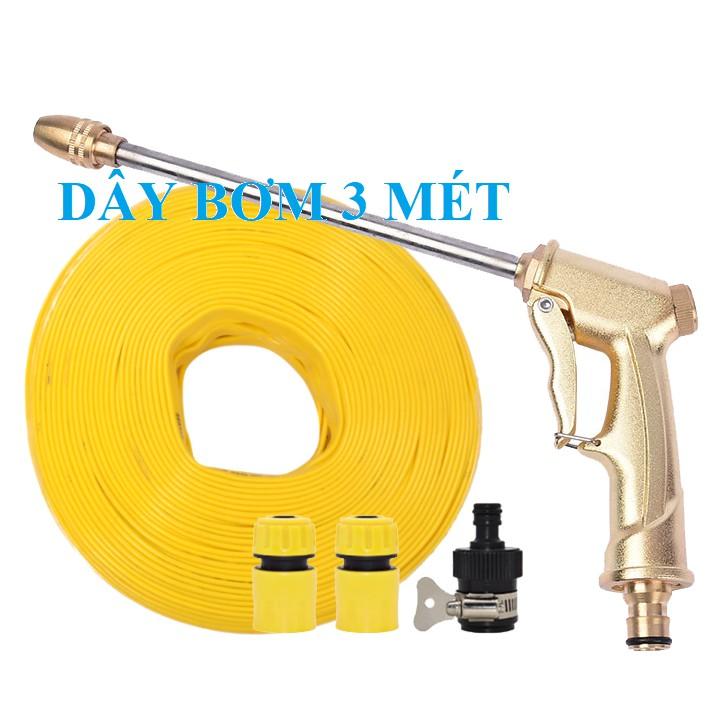 Bộ dây vòi xịt nước rửa xe,tưới cây , tăng áp 3 lần,loại 3m,5m 206701-3 đầu đồng,cút,nối nhựa đen+ mở chai