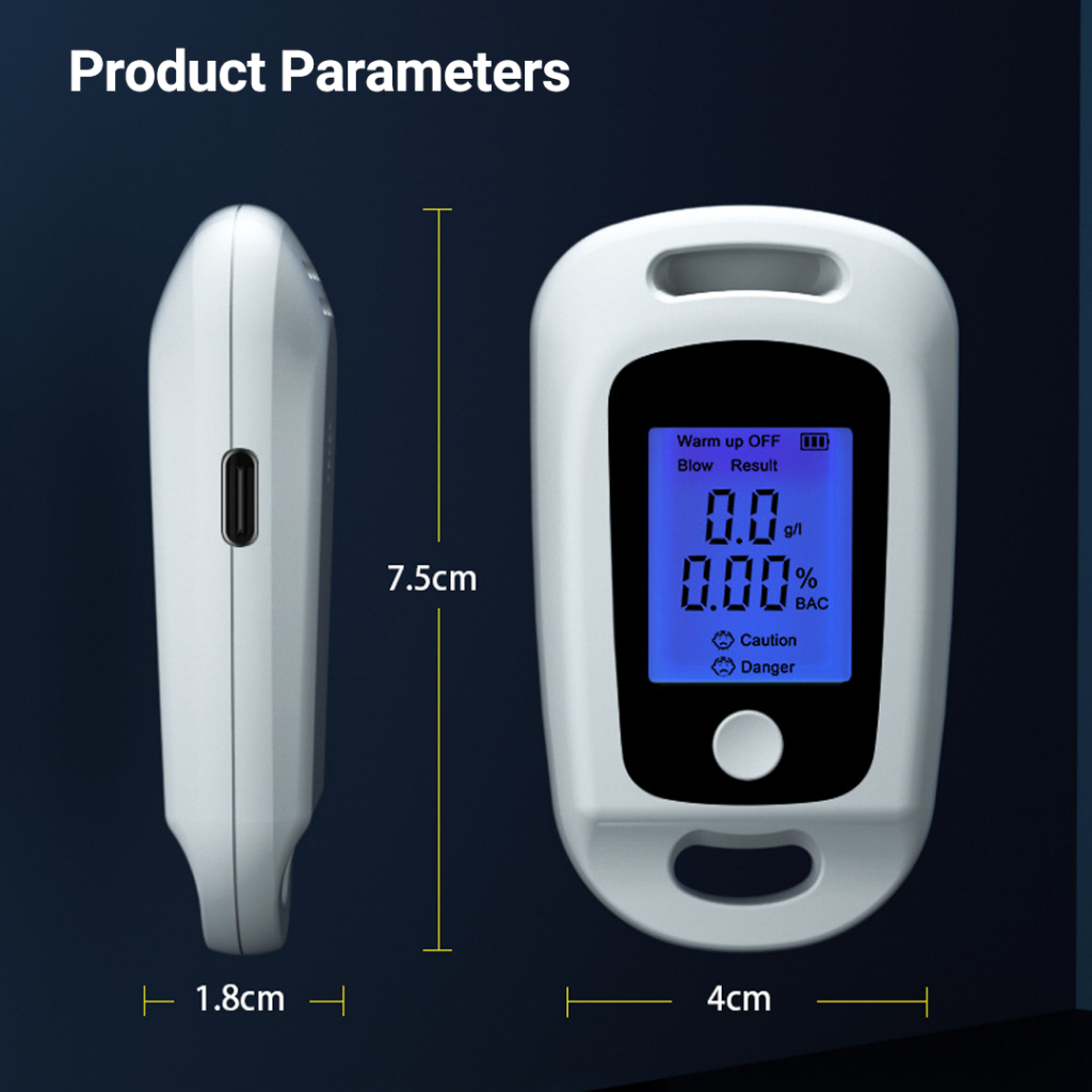 Xiaomi youpin portable alcohol detector type-c sạc màn hình hiển thị lcd độ nhạy cao với khả năng chống nhiễu mạnh mẽ Hàng nhập khẩu