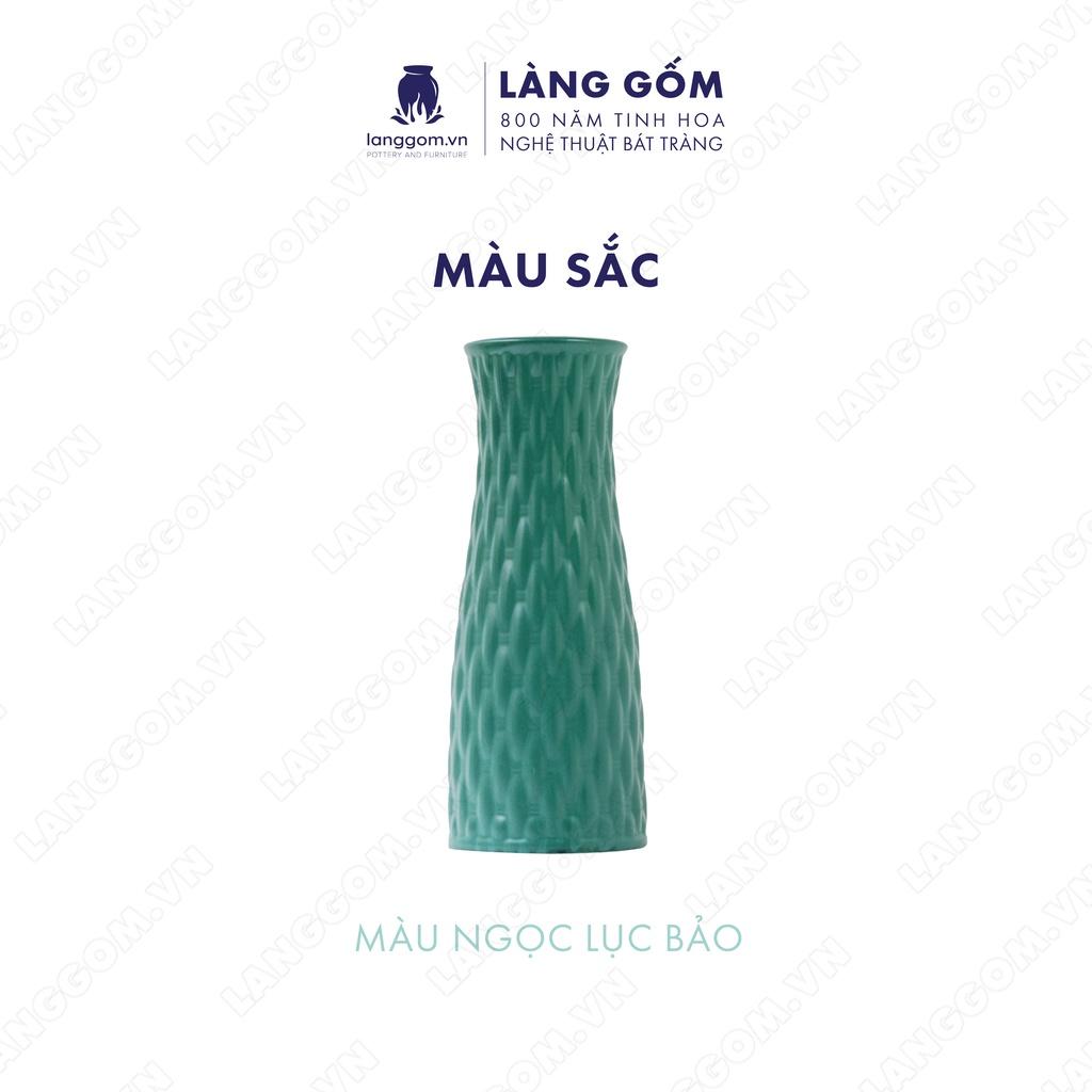 Bình hoa, lọ hoa Gốm sứ Bát Tràng cao cấp Men mát giỏ đan dùng làm quà tặng, trang trí - Làng Gốm Bát Tràng