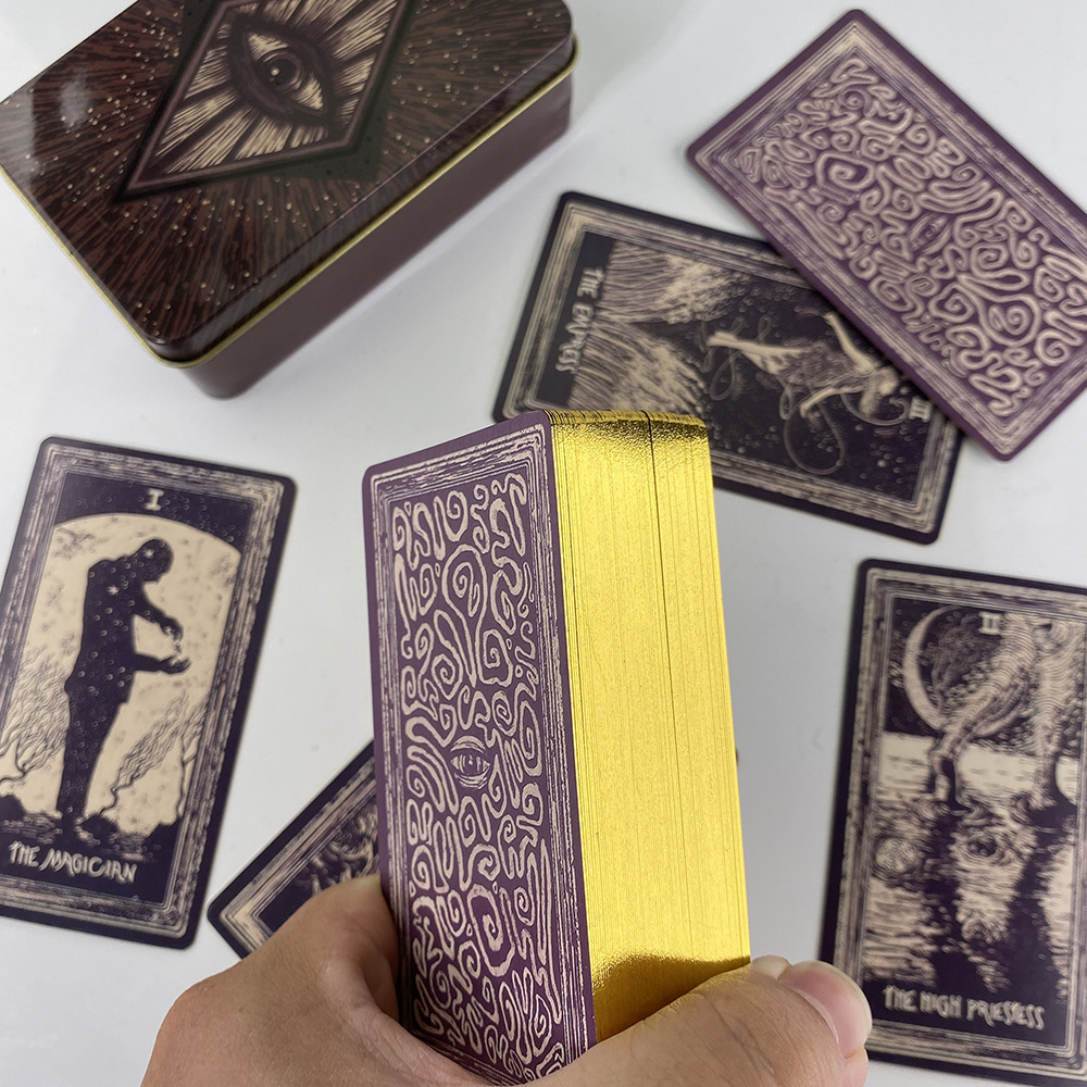 [Mạ Cạnh] Bộ Bài Light Vision Tarot Hộp Thiếc Mạ Cạnh Vàng 78 Lá Tặng File Tiếng Anh Và Đá Thanh Tẩy