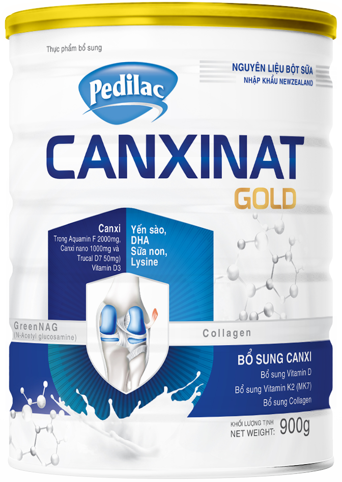 Sữa Bột Bổ Sung Canxi Giúp Xương Chắc Khỏe Phòng Ngừa Loãng Xương Pedilac Canxinat Gold - 900g/lon & 5góix45g
