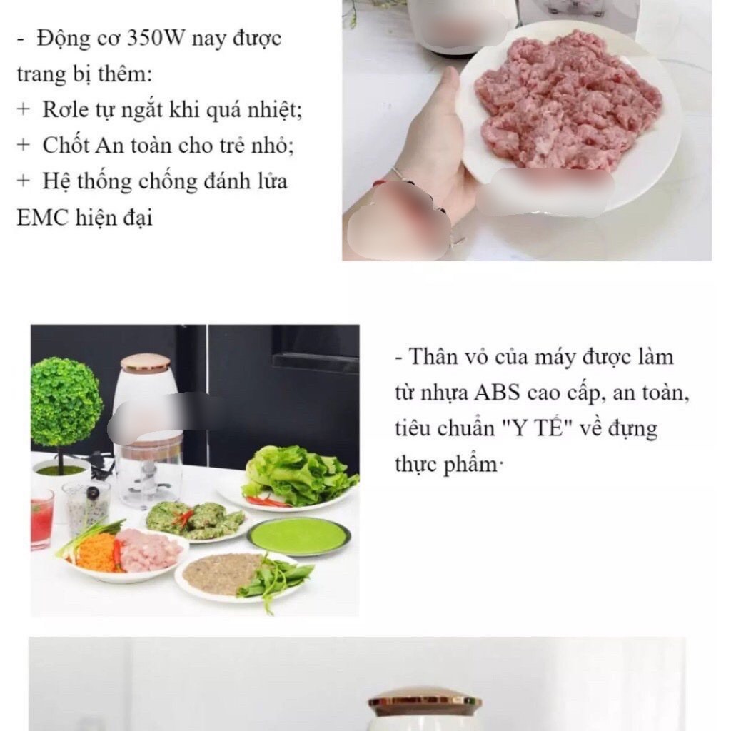 Máy  xay thực phẩm nhà bếp  4 lưỡi dao siêu tốc nhỏ gọn  , sử dụng đa năng , vô cùng tiện lợi