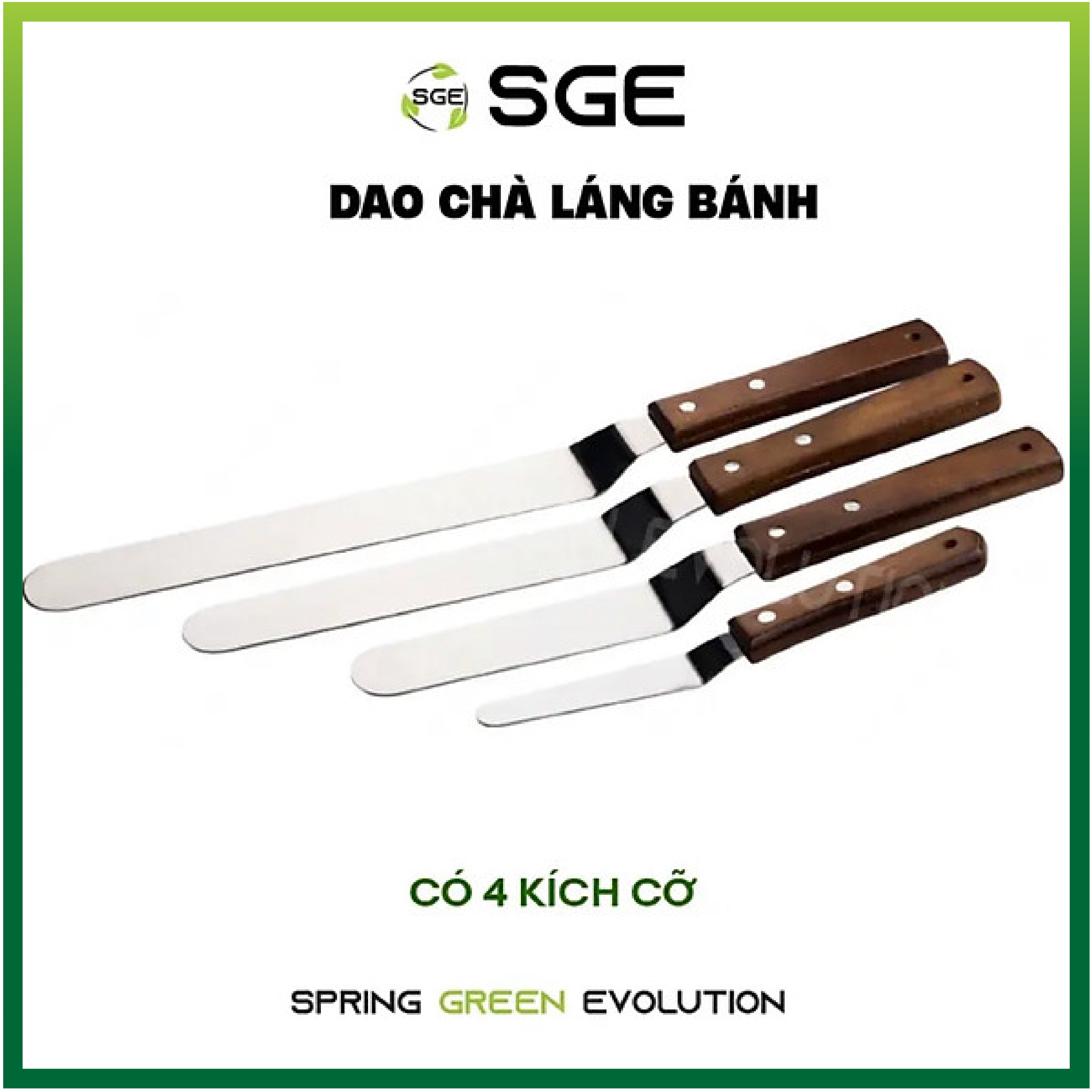 Dao Chà Láng Bánh/ Dao Lấy Bánh, Xẻng Phết Bánh Kem Spatula Model BS. Có 4 Kích Thước, Chất Liệu Inox Cao Cấp, Tay Cầm Gỗ, Siêu Nhẹ. Hàng Nhập Khẩu Chính Hãng Thái Lan