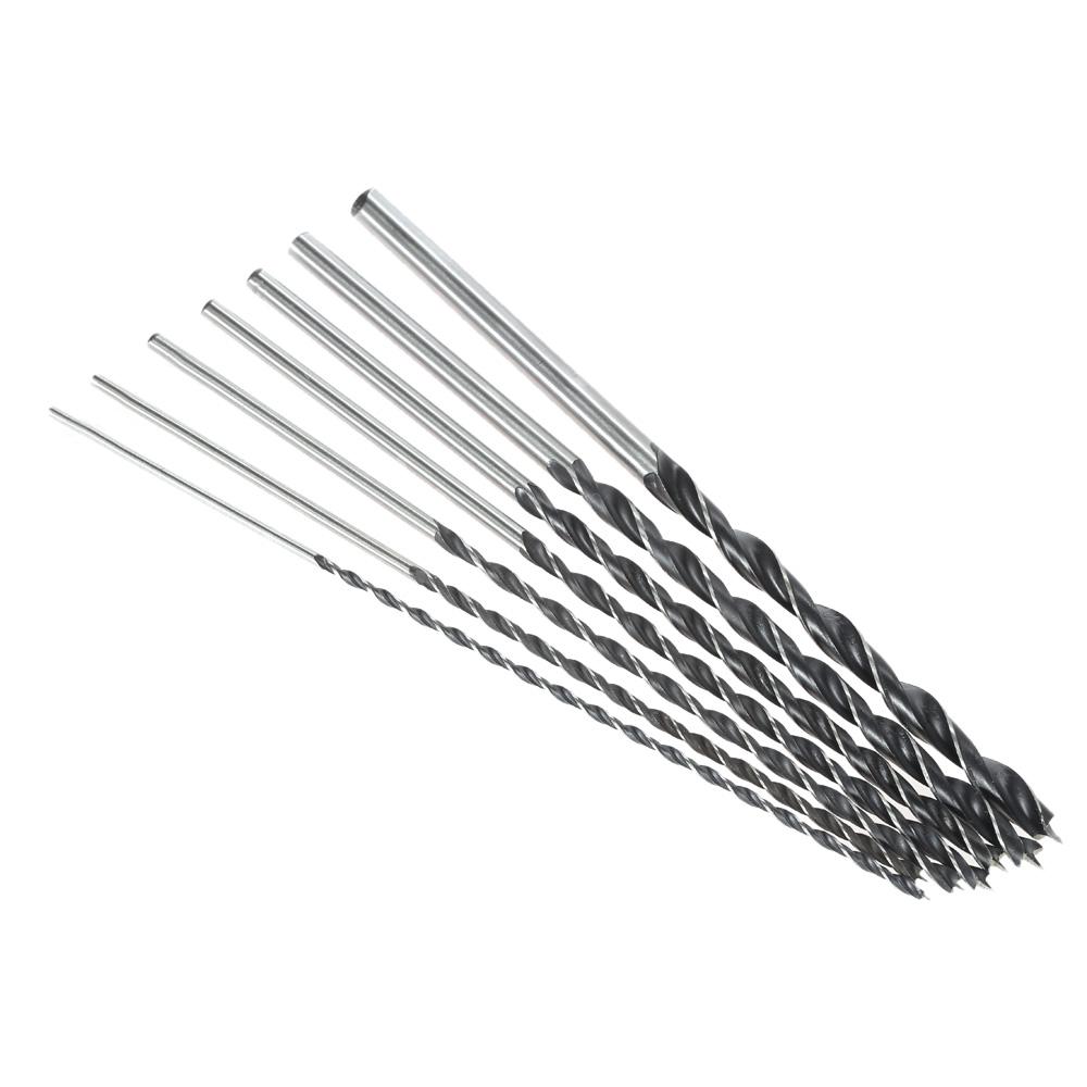 7pcs/set 300mm Extra-Long Brad Point High-carbon Steel Wood Drill Bit Set Three Point Woodworking Drill