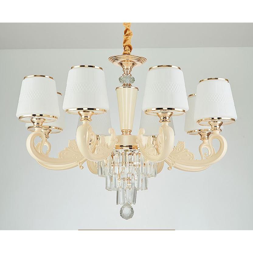 Đèn chùm KATI 8 tay pha lê cao cấp loại chuẩn sang trọng trang trí phòng khách (kèm bóng LED, ảnh thật)