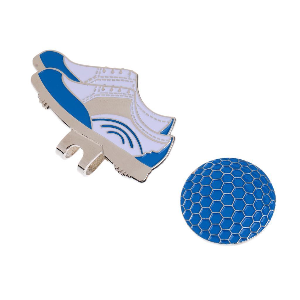 2-6pack Funny Shoe Stainless Steel Golf Hat Clip with Magnetic Ball Marker Blue