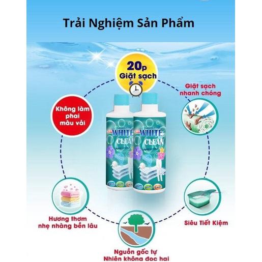 Thuốc tẩy White Clean, tẩy trắng vùng cổ, tay áo, mốc, vết ố quần áo, không bị phai màu