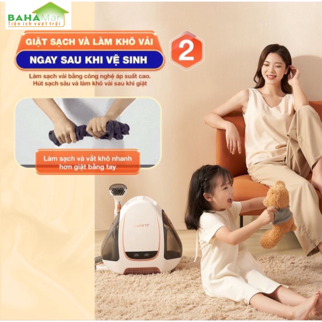 MÁY ĐA NĂNG HÚT CHÂN KHÔNG VÀ GIẶT THẢM, SOFA - MÁY LÀM SẠCH VẢI DI ĐỘNG UWANT B100 "BAHAMAR" giúp loại bỏ hoàn toàn các vết bẩn một cách nhanh chóng và triệt để, đem lại hiệu quả cao nhưng vẫn đảm bảo không làm ảnh hưởng vải