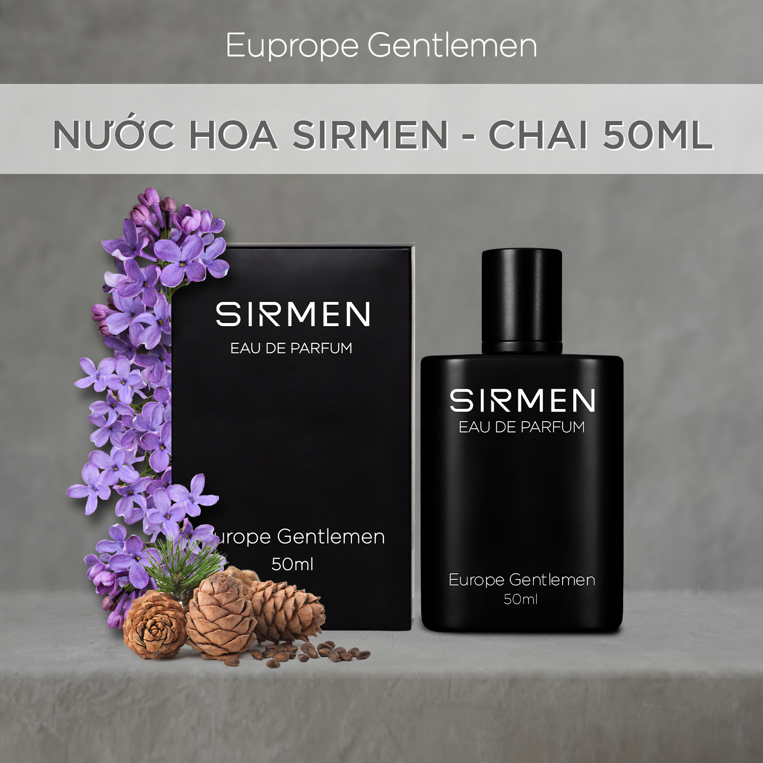 Nước hoa nam SIRMEN Eau de Parfum Châu Âu Europe Gentlemen cao cấp chai 50ml thơm tự nhiên sang trọng