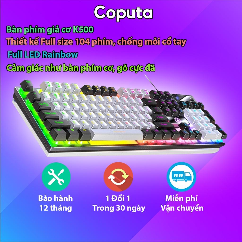 Bàn phím giả cơ Gaming Coputa Bàn phím máy tính laptop chơi game cao cấp Full LED K500