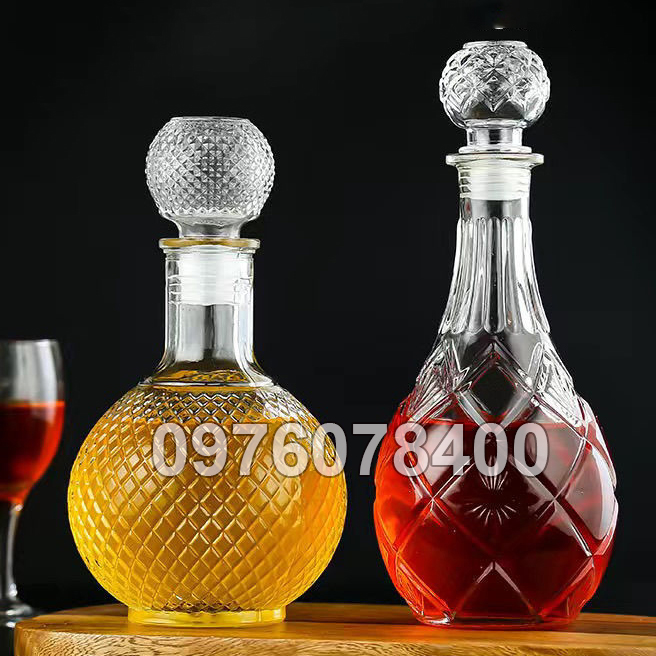 COMBO 2 Bình Đựng rượu Thuỷ Tinh Cao Cấp. Số 5-6