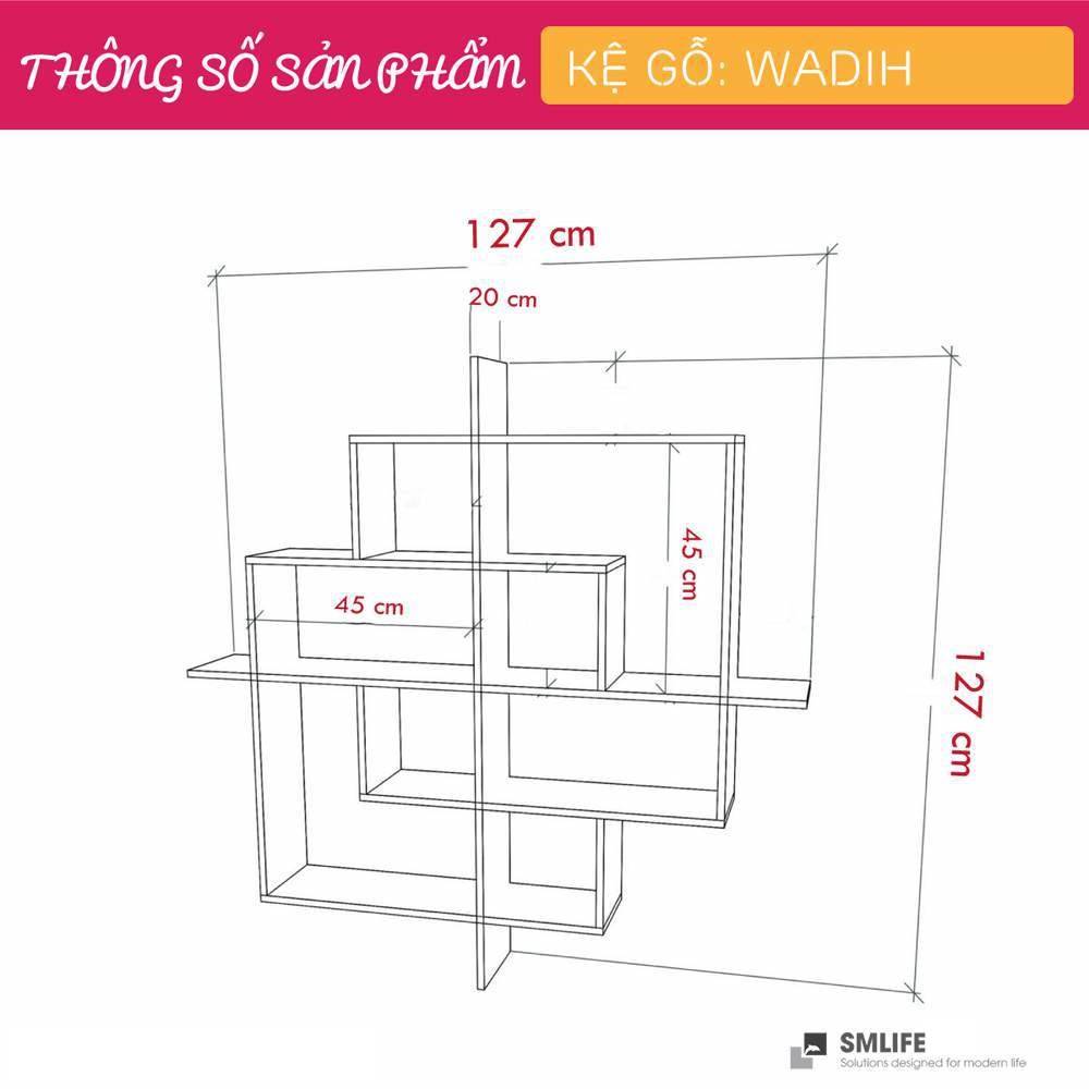 Kệ gỗ trang trí trưng bày hiện đại SMLIFE Wadih