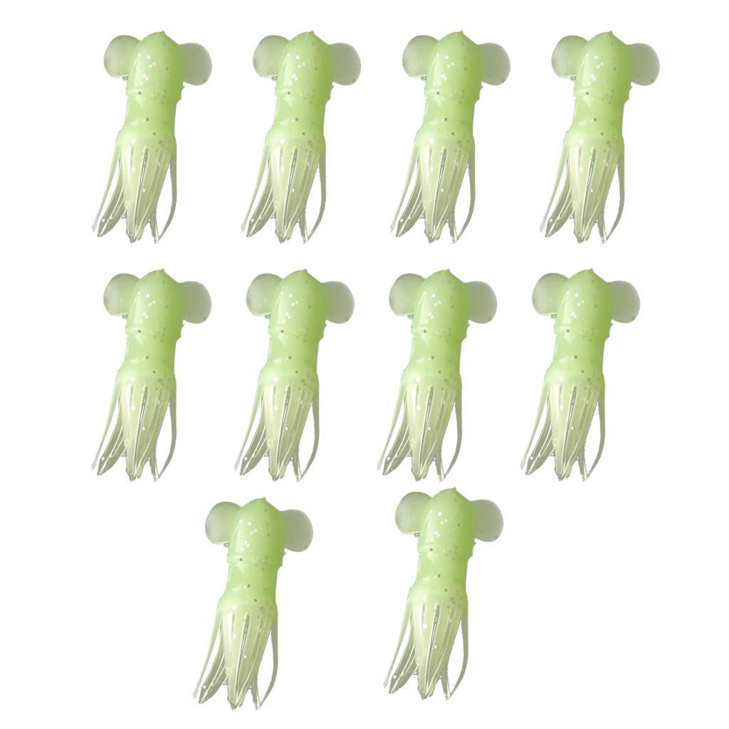 10Pcs 7cm 7g Silicone Fishing Lures Soft Octopus Squid Skirts Luminous Baits