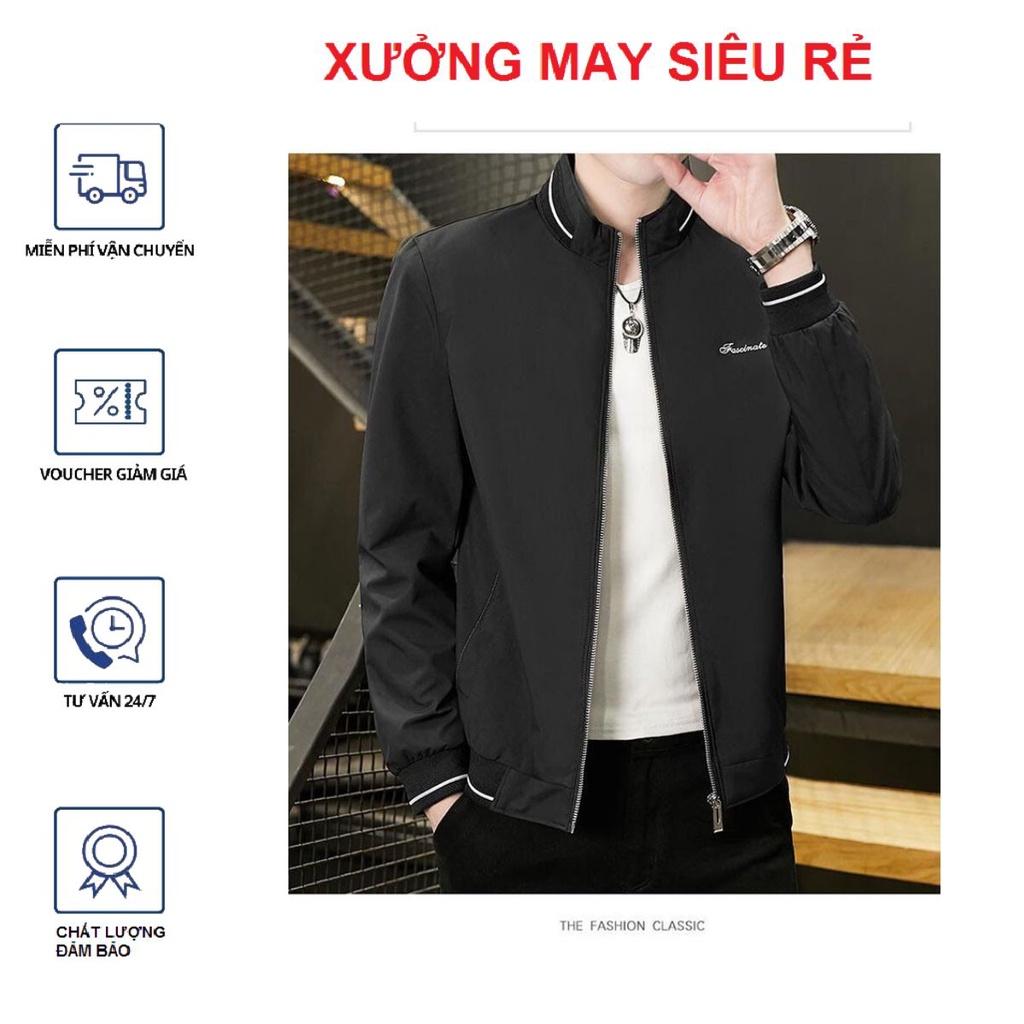 Áo khoác nam vải dù bomber viền cổ hàng bao chất siêu chất-A1004 - trắng kem