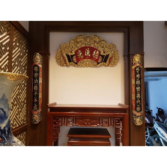 Bộ cuốn thư câu đối dài 155cm  Đức Lưu Quang bằng đồng thau phong thủy thờ phụng Hồng Thắng